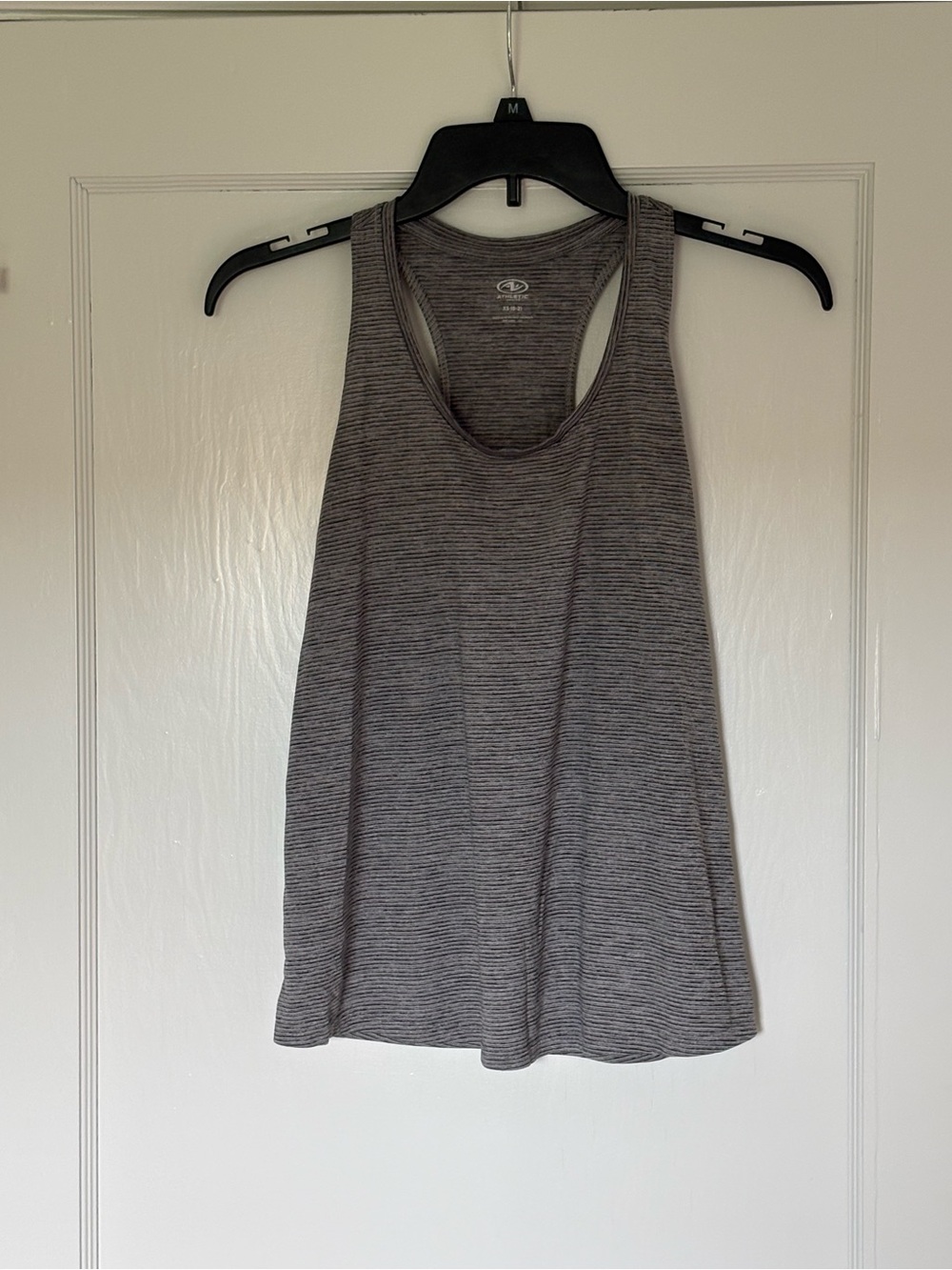 Athletic Works Gray Striped Racerback Tank Top
